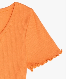 tee-shirt fille coupe courte avec finitions volantees orangeB714901_2