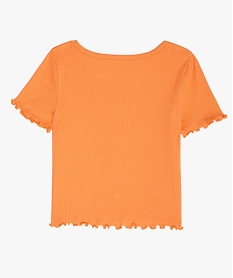 tee-shirt fille coupe courte avec finitions volantees orangeB714901_3