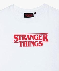 tee-shirt fille coupe courte avec inscription – stranger things blancB715001_2