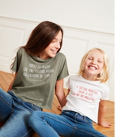 tee-shirt fille court a message humoristique - gemo x les vilaines filles vert tee-shirtsB715501_4