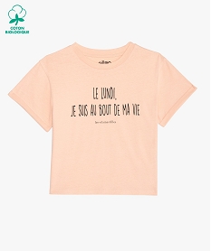 GEMO Tee-shirt fille court à message humoristique - GEMO x Les Vilaines filles Rose
