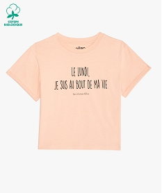 tee-shirt fille court a message humoristique - gemo x les vilaines filles roseB715601_1