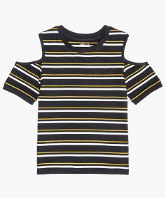 GEMO Tee-shirt fille manches courtes et épaules dénudées noir standard