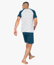 pyjashort homme en coton stretch motif bateau bleuB723201_3
