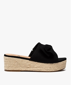 GEMO Mules femme à semelle plateforme et dessus toile noir standard