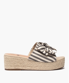 GEMO Mules femme à semelle plateforme et dessus toile Multicolore