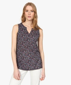 GEMO Débardeur femme à motifs et col V kaki standard