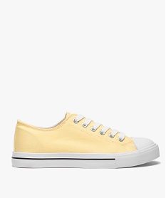 GEMO Baskets femme en toile à bout renforcé fermeture lacets v.jaune