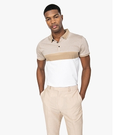 GEMO Polo homme multicolore à col original Beige