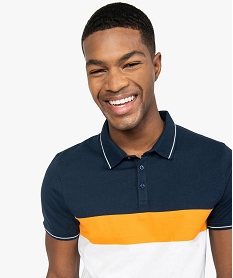 GEMO Polo homme multicolore à col original Blanc