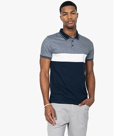 GEMO Polo homme multicolore à col original Bleu