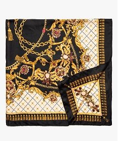 foulard femme imprime en matiere satinee noirB730501_1