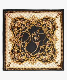 foulard femme imprime en matiere satinee noirB730501_3