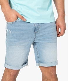 bermuda homme en jean delave bleu shorts en jeanB731901_2