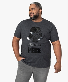 GEMO Tee-shirt homme grande taille chiné imprimé Dark Vador - Star Wars Gris