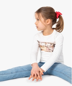 GEMO Tee-shirt fille avec motif fleuri et pailleté – Lulu Castagnette Beige