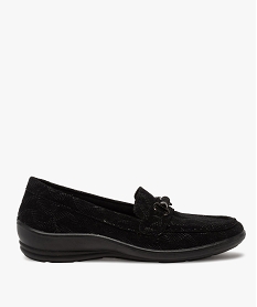 GEMO Mocassins femme confort en suédine touches brillantes noir standard