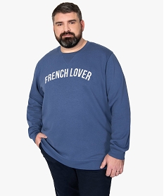 GEMO Sweat homme grande taille avec message contrastant Bleu