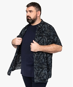 GEMO Chemise homme à manches courtes à motifs feuillage Noir