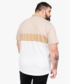 polo homme tricolore a manches courtes beige polosB733801_3