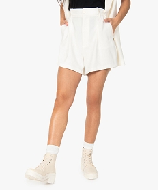 GEMO Short femme taille haute et coupe ample Beige