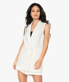 blazer femme long sans manches beigeB737301_2