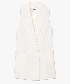 blazer femme long sans manches beigeB737301_4