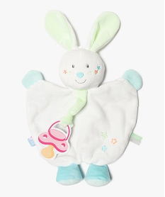 GEMO Doudou bébé forme lapin avec attache tétine - Sucre dOrge Bleu