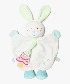 doudou bebe forme lapin avec attache tetine - sucre d’orge bleuB737901_1