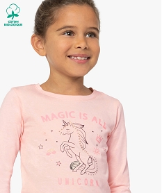 GEMO Tee-shirt fille à manches longues avec motif girly Rose