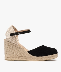 GEMO Sandales femme en suédine et talon compensé en corde noir standard