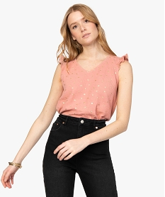 GEMO Blouse femme en gaze de coton à motifs dorés Rose