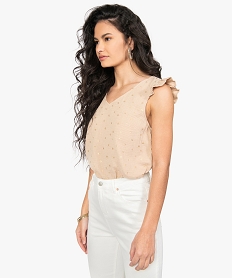 GEMO Blouse femme en gaze de coton à motifs dorés Beige