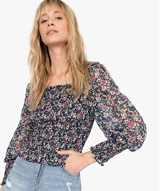 GEMO Blouse femme smockée à motifs fleuris – LuluCastagnette Imprimé