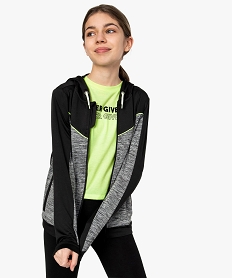 GEMO Veste de sport fille avec fermeture zippée et capuche Noir