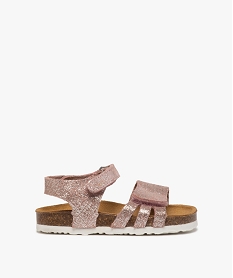 sandales bebe fille a scratch et brides en cuir metallisees rose sandales et nu-piedsB743601_1