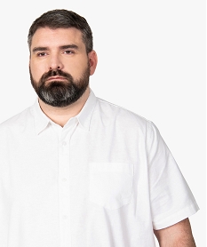 chemise homme en lin a manches courtes blanc chemise manches courtesB744101_2
