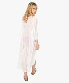 kimono de plage femme en voile transparent blanc vetements de plageB747401_3
