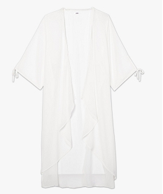 kimono de plage femme en voile transparent blanc vetements de plageB747401_4