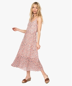 GEMO Robe femme à motifs fleuris avec partie jupe plissée Imprimé