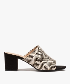 GEMO Mules femme à talon carré - Coupe pied large Coupe spéciale pied large noir standard