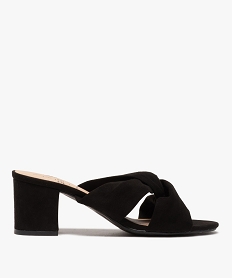 GEMO Mules femme unies à talon carré - Coupe pied large Noir