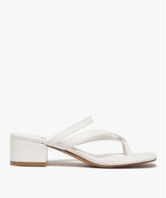 GEMO Mules femme unies à talon carré et fines brides blanc standard