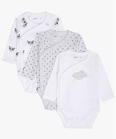 body bebe manches longues fermeture devant (lot de 3) blancB759301_1