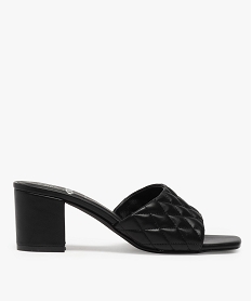 GEMO Mules femme à talon carré et dessus matelassé noir standard