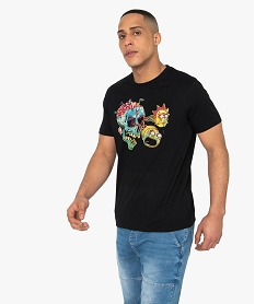 GEMO Tee-shirt homme à motif tête de mort – Rick and Morty Noir