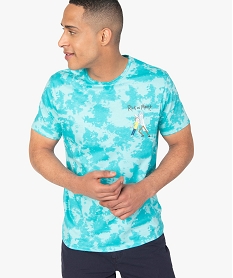 GEMO Tee-shirt homme tie-and-dye à manches courtes - Rick and Morty Bleu
