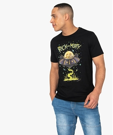 GEMO Tee-shirt homme à motif soucoupe volante – Rick and Morty Noir