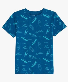 GEMO Tee-shirt garçon à manches courtes avec motifs marins Bleu