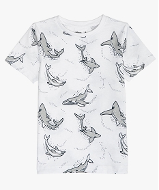GEMO Tee-shirt garçon à manches courtes avec motifs marins Blanc
